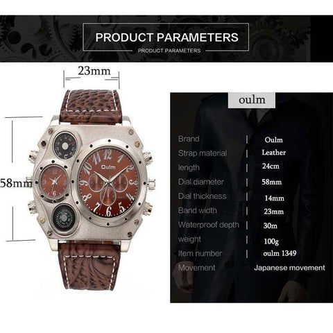 Men's Intricate Military Wrist Watch