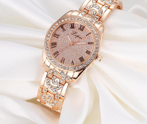 Rhinestone-Studded Women's Luxury Wrist Watch