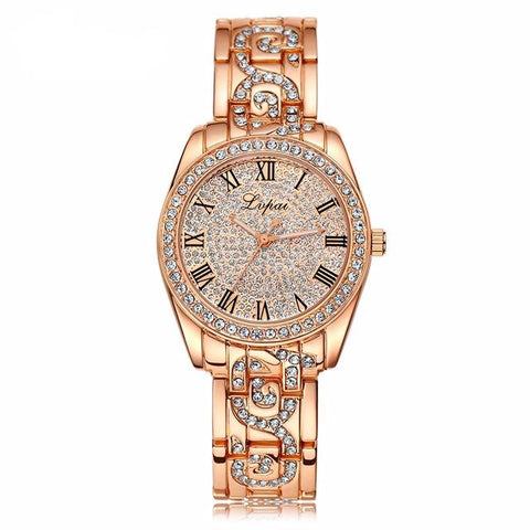 Rhinestone-Studded Women's Luxury Wrist Watch
