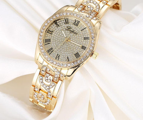 Rhinestone-Studded Women's Luxury Wrist Watch